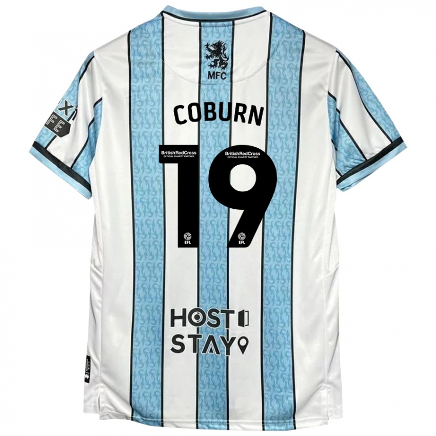 Gyermek Josh Coburn #19 Fehér Kék Idegenbeli Jersey 2024/25 Mez Póló Ing