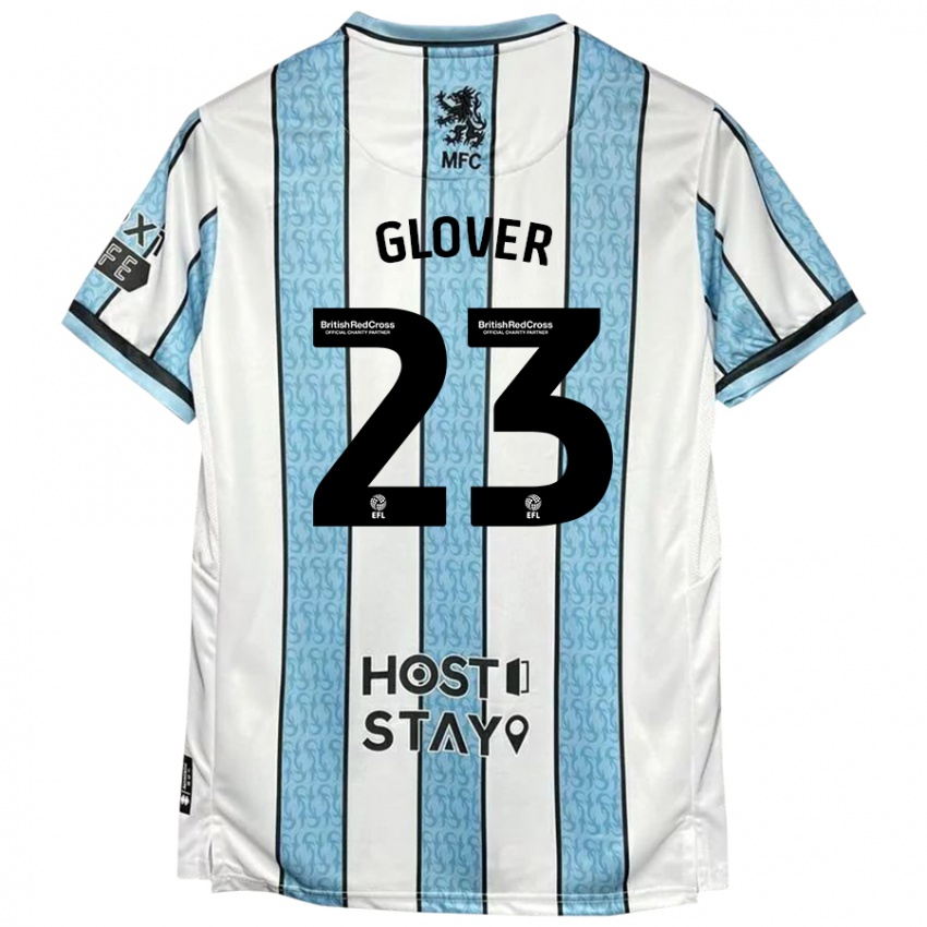 Gyermek Tom Glover #23 Fehér Kék Idegenbeli Jersey 2024/25 Mez Póló Ing