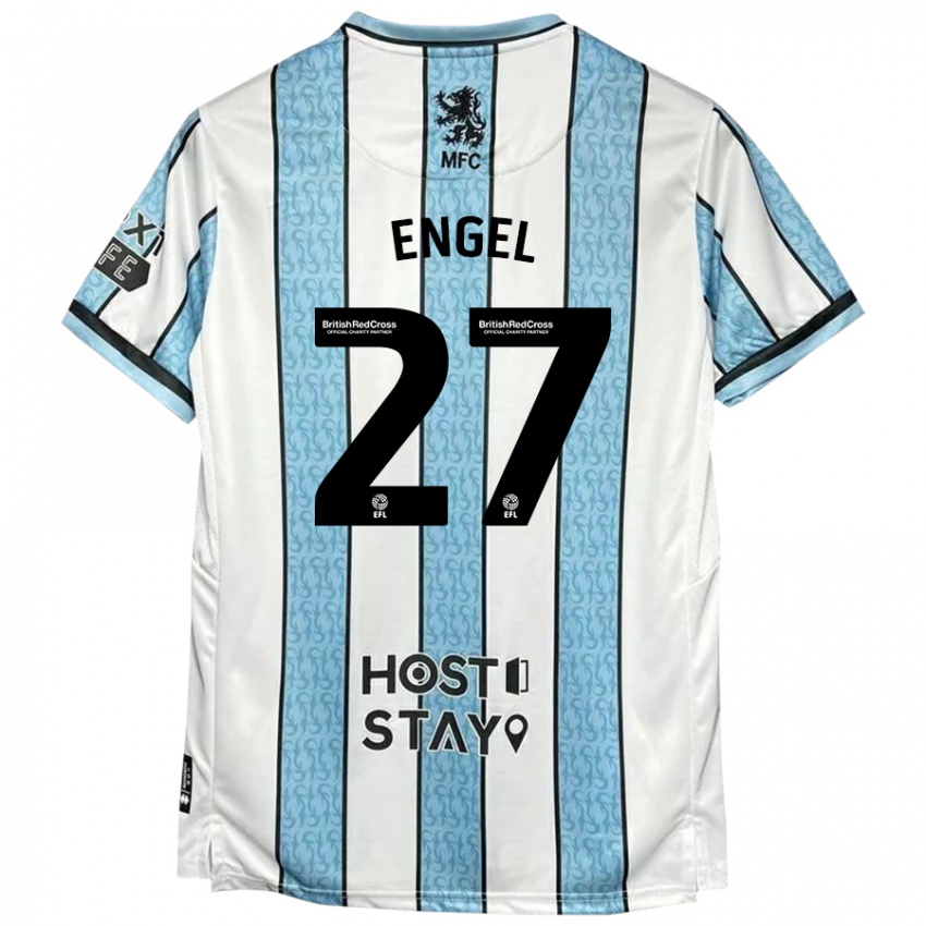 Gyermek Lukas Engel #27 Fehér Kék Idegenbeli Jersey 2024/25 Mez Póló Ing