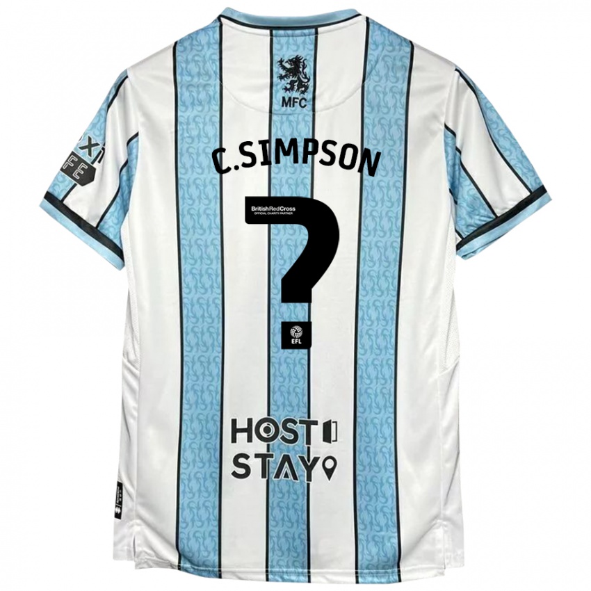 Gyermek Cameron Simpson #0 Fehér Kék Idegenbeli Jersey 2024/25 Mez Póló Ing