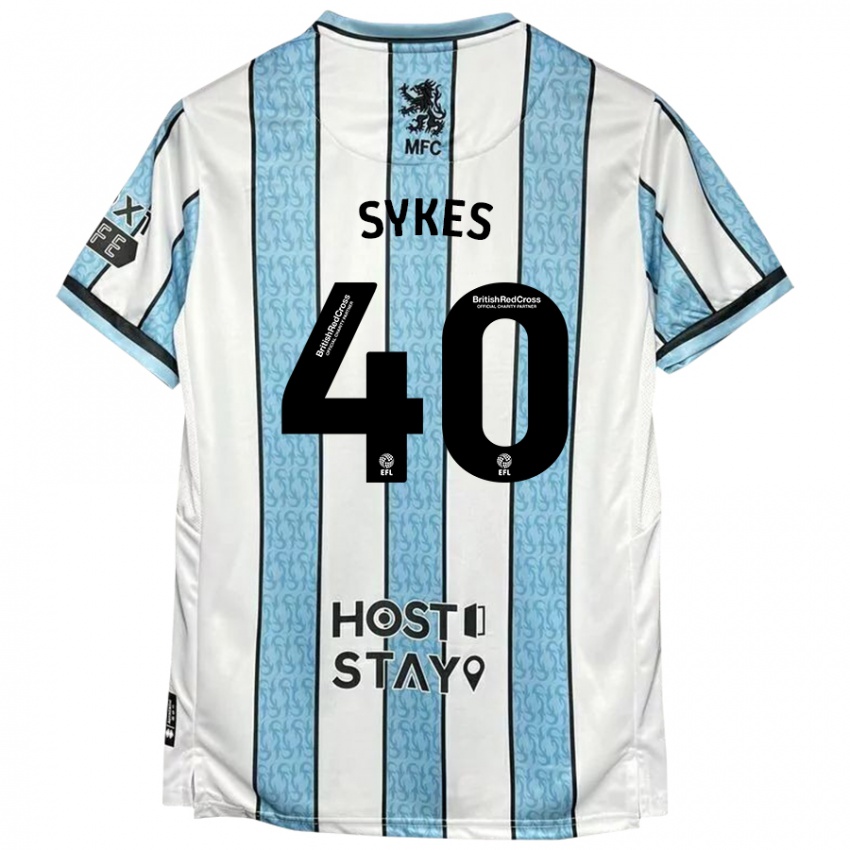 Gyermek Cain Sykes #40 Fehér Kék Idegenbeli Jersey 2024/25 Mez Póló Ing