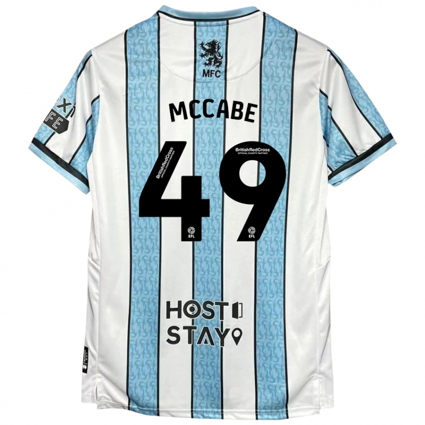 Gyermek Law Mccabe #49 Fehér Kék Idegenbeli Jersey 2024/25 Mez Póló Ing