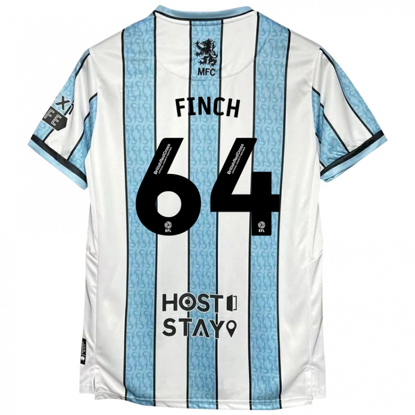 Gyermek Sonny Finch #64 Fehér Kék Idegenbeli Jersey 2024/25 Mez Póló Ing