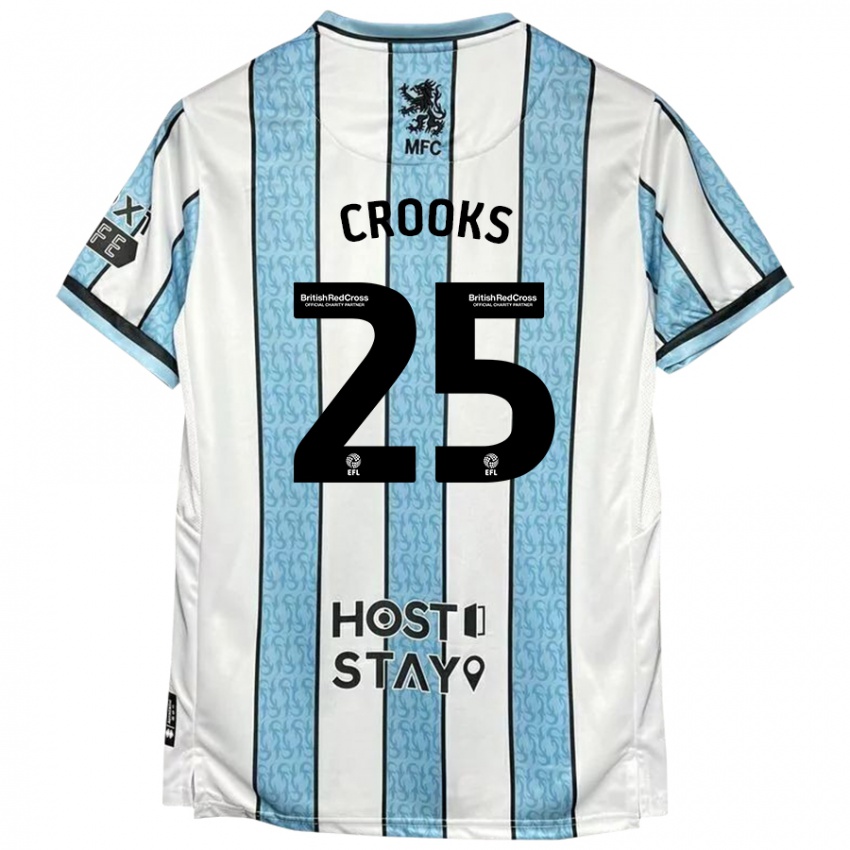 Gyermek Matt Crooks #25 Fehér Kék Idegenbeli Jersey 2024/25 Mez Póló Ing