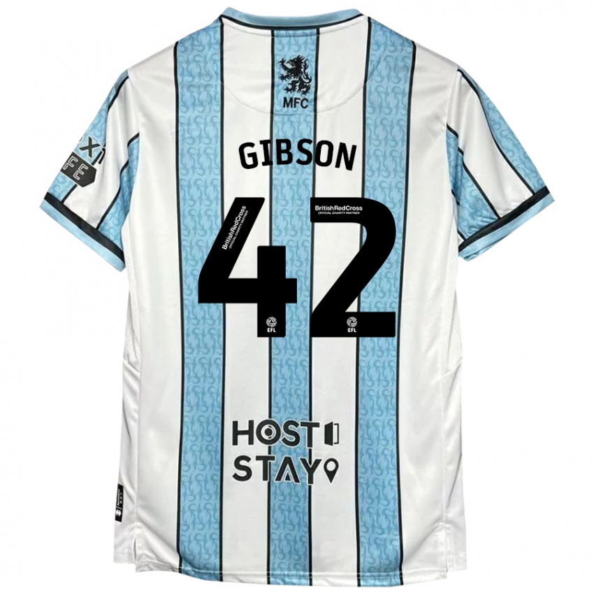 Gyermek Joseph Gibson #42 Fehér Kék Idegenbeli Jersey 2024/25 Mez Póló Ing