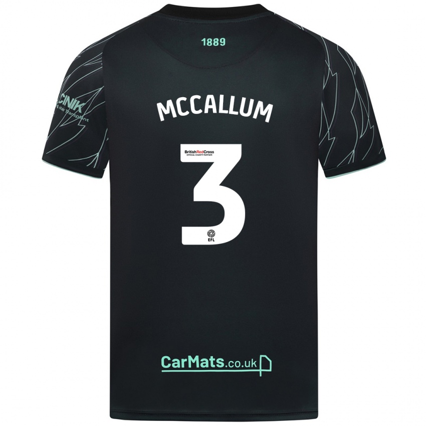 Gyermek Sam Mccallum #3 Fekete Zöld Idegenbeli Jersey 2024/25 Mez Póló Ing