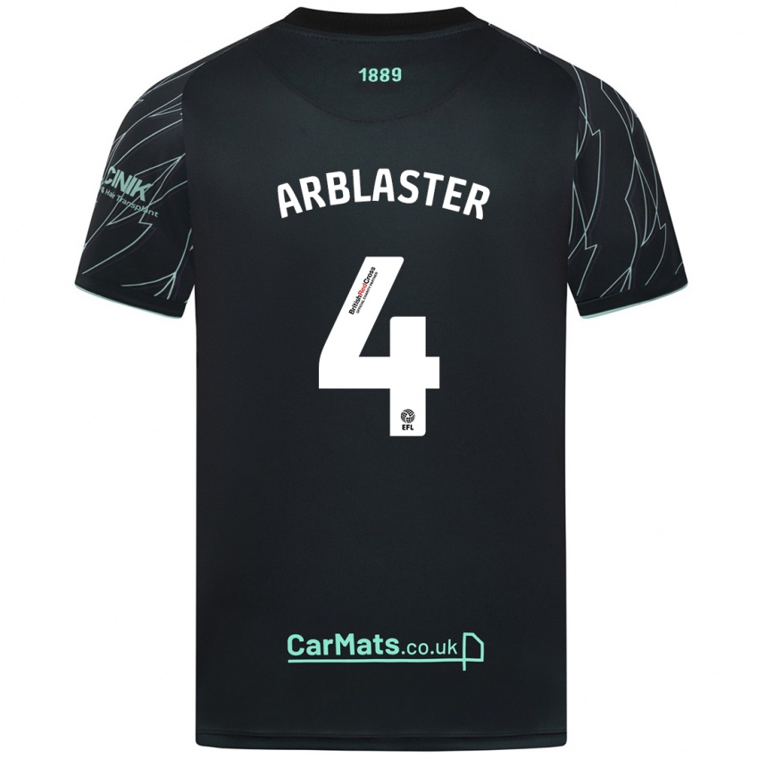 Gyermek Oliver Arblaster #4 Fekete Zöld Idegenbeli Jersey 2024/25 Mez Póló Ing