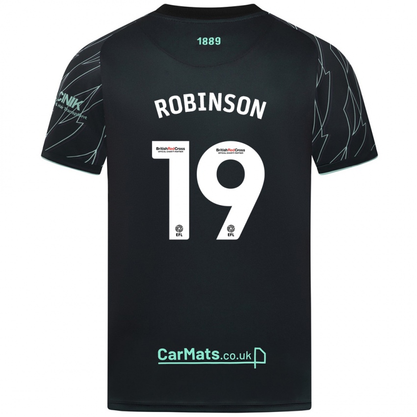 Gyermek Jack Robinson #19 Fekete Zöld Idegenbeli Jersey 2024/25 Mez Póló Ing