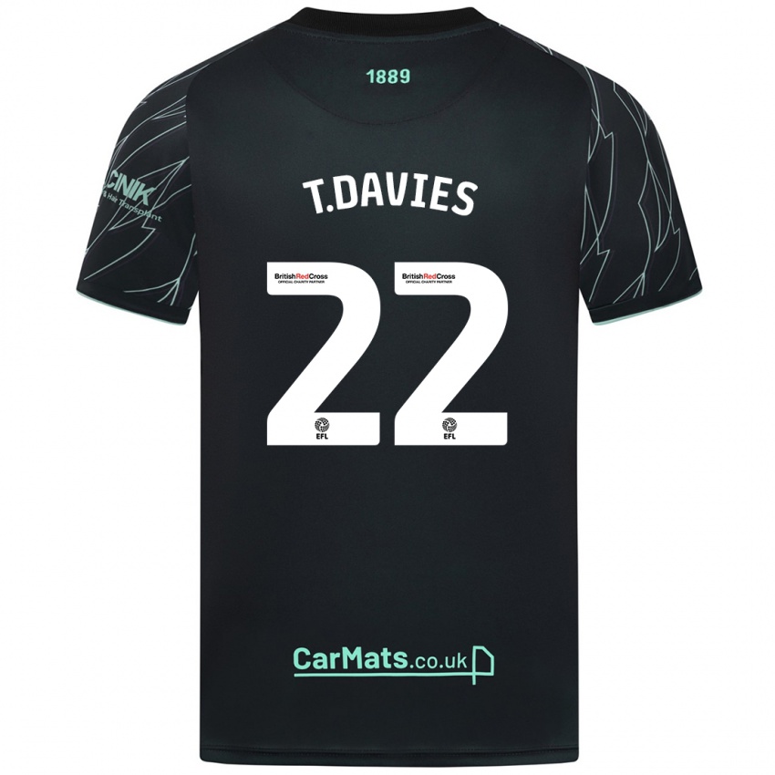 Gyermek Tom Davies #22 Fekete Zöld Idegenbeli Jersey 2024/25 Mez Póló Ing