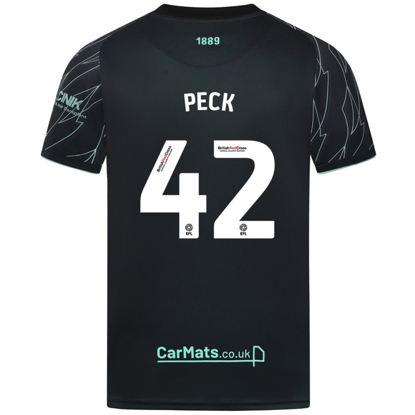 Gyermek Sydie Peck #42 Fekete Zöld Idegenbeli Jersey 2024/25 Mez Póló Ing