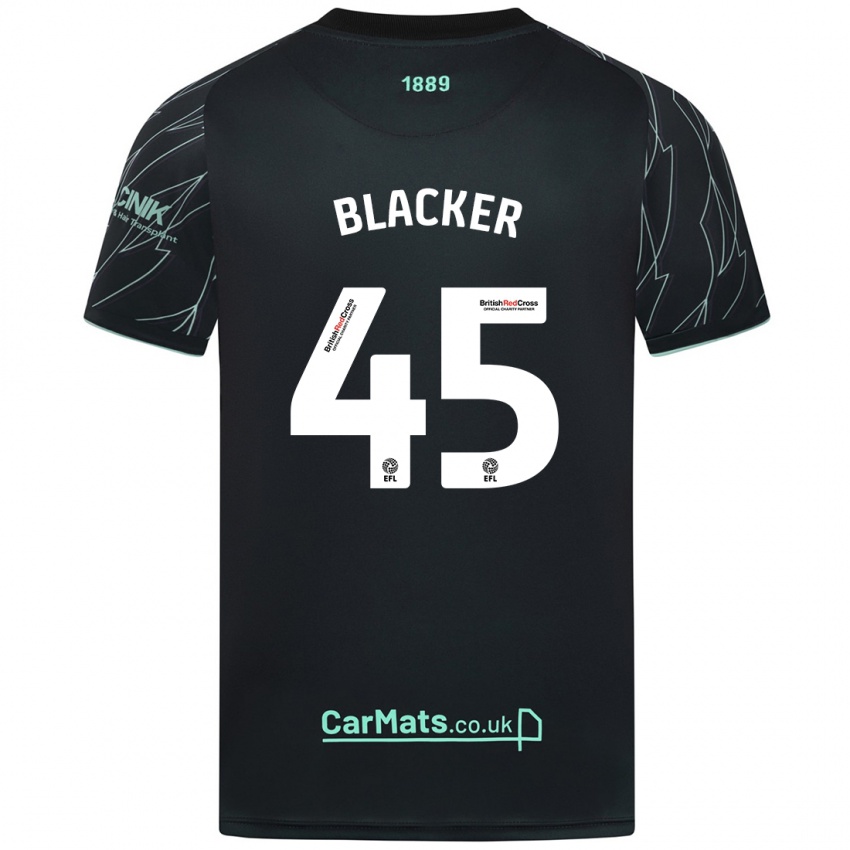 Gyermek Billy Blacker #45 Fekete Zöld Idegenbeli Jersey 2024/25 Mez Póló Ing