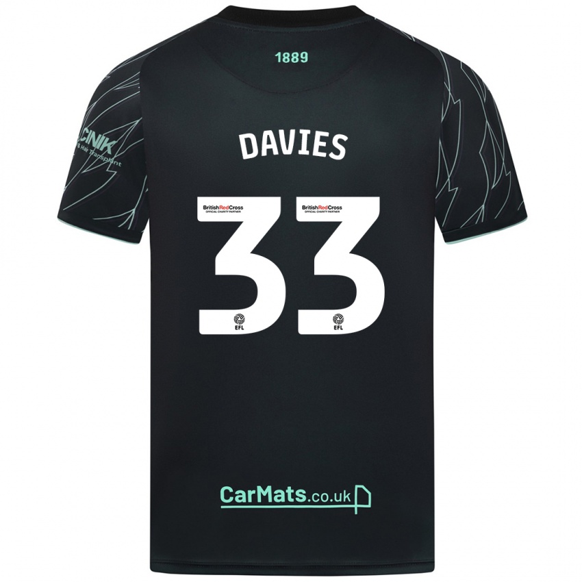 Gyermek Bethan Davies #33 Fekete Zöld Idegenbeli Jersey 2024/25 Mez Póló Ing