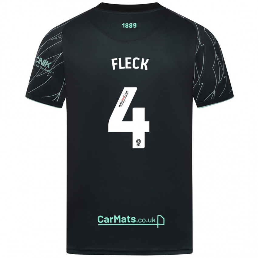 Gyermek John Fleck #4 Fekete Zöld Idegenbeli Jersey 2024/25 Mez Póló Ing