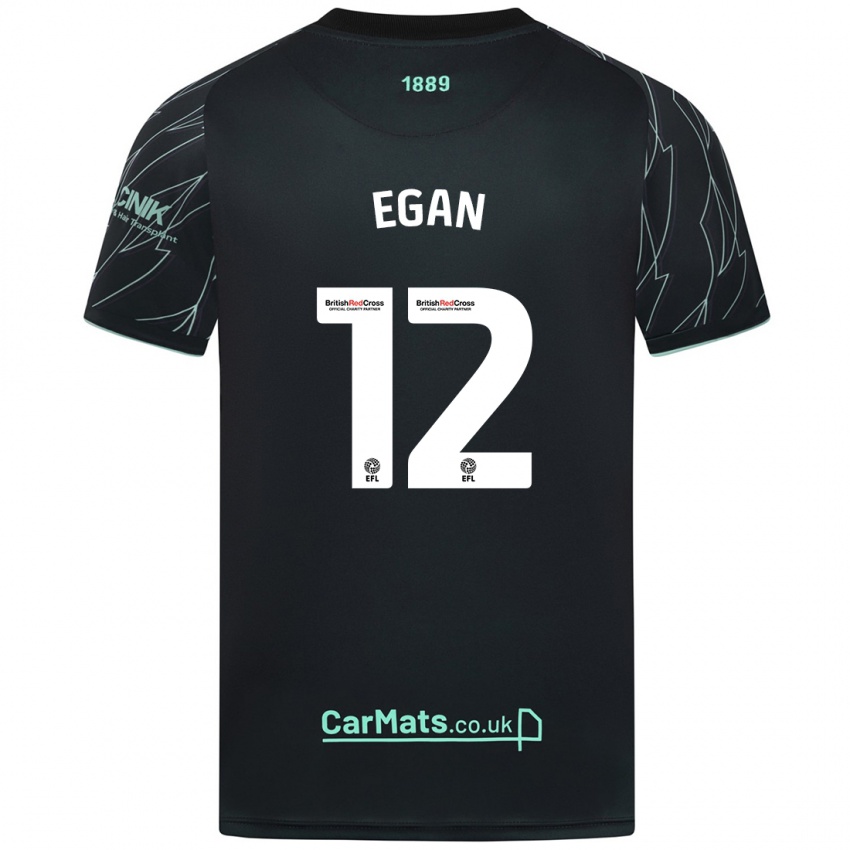 Gyermek John Egan #12 Fekete Zöld Idegenbeli Jersey 2024/25 Mez Póló Ing