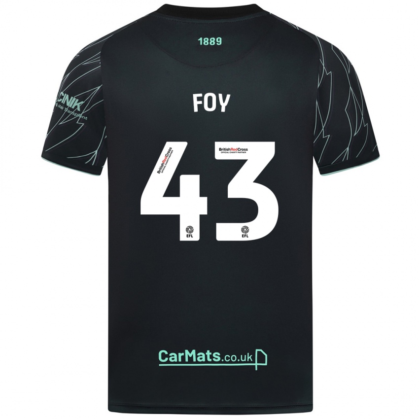 Gyermek Gus Foy #43 Fekete Zöld Idegenbeli Jersey 2024/25 Mez Póló Ing