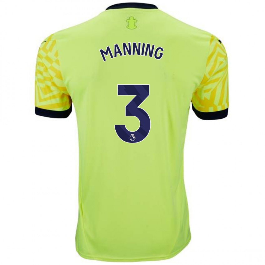 Gyermek Ryan Manning #3 Sárga Idegenbeli Jersey 2024/25 Mez Póló Ing