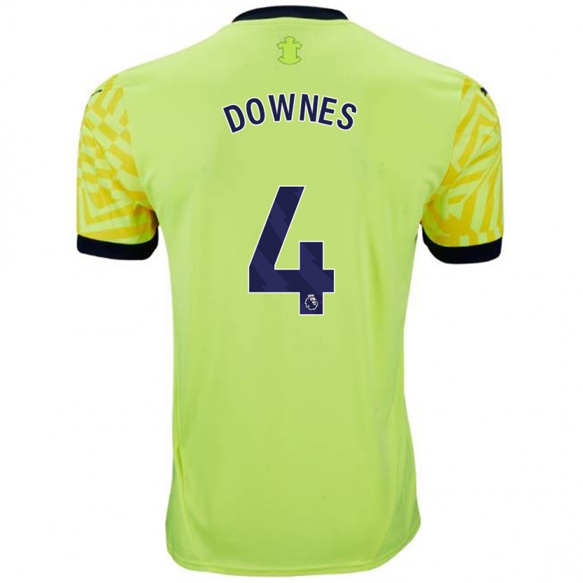 Gyermek Flynn Downes #4 Sárga Idegenbeli Jersey 2024/25 Mez Póló Ing