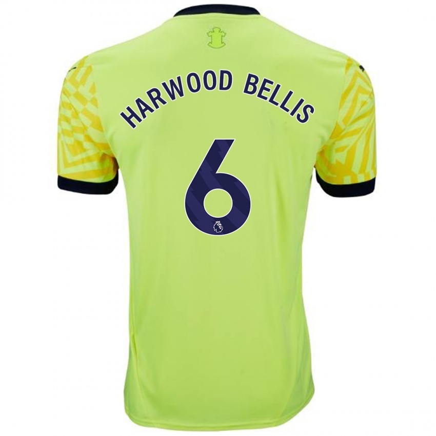 Gyermek Taylor Harwood-Bellis #6 Sárga Idegenbeli Jersey 2024/25 Mez Póló Ing