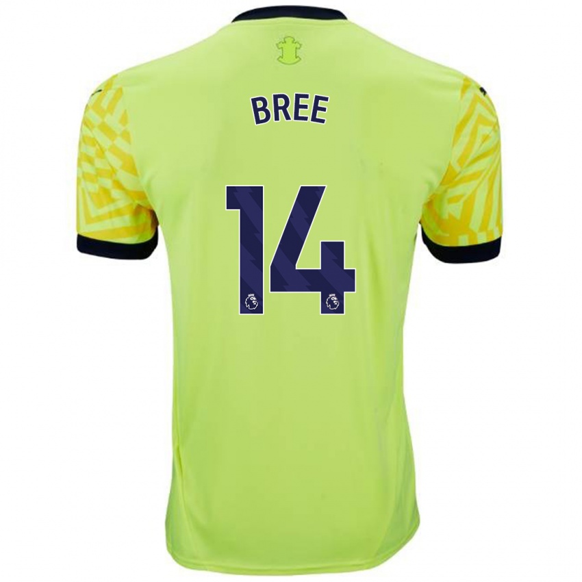 Gyermek James Bree #14 Sárga Idegenbeli Jersey 2024/25 Mez Póló Ing