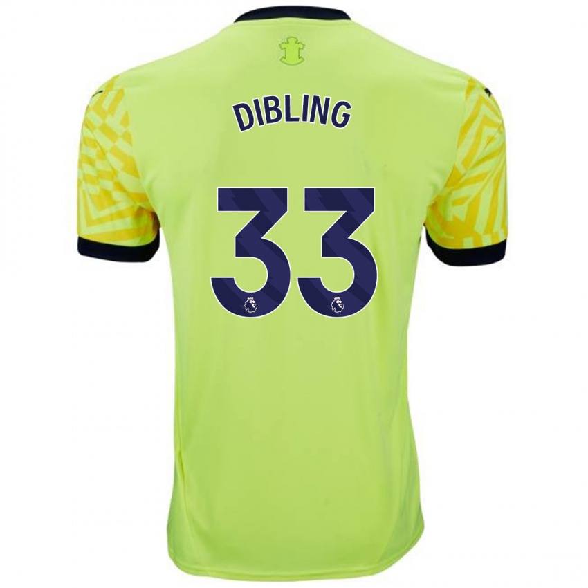 Gyermek Tyler Dibling #33 Sárga Idegenbeli Jersey 2024/25 Mez Póló Ing