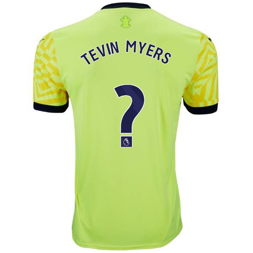 Gyermek Tevin Myers #0 Sárga Idegenbeli Jersey 2024/25 Mez Póló Ing