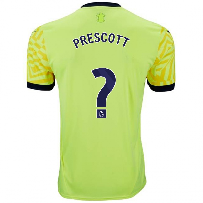 Gyermek Alfie Prescott #0 Sárga Idegenbeli Jersey 2024/25 Mez Póló Ing