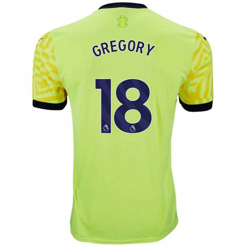 Gyermek Freya Gregory #18 Sárga Idegenbeli Jersey 2024/25 Mez Póló Ing