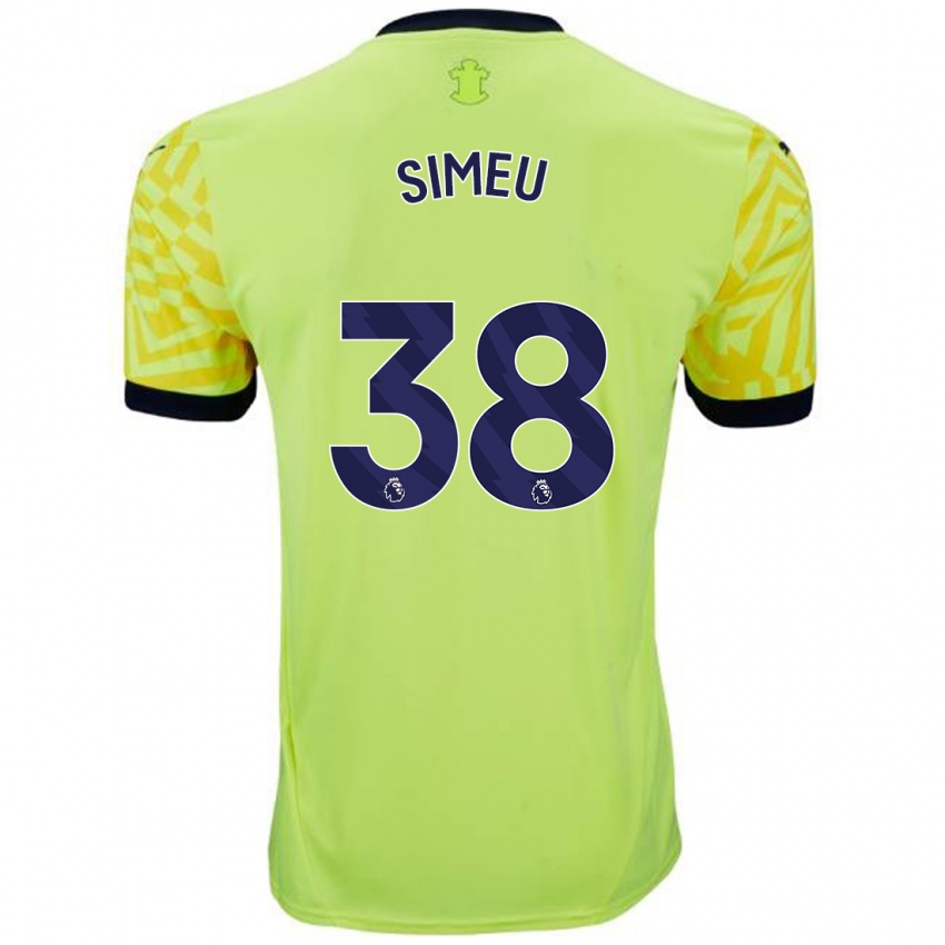 Gyermek Dynel Simeu #38 Sárga Idegenbeli Jersey 2024/25 Mez Póló Ing