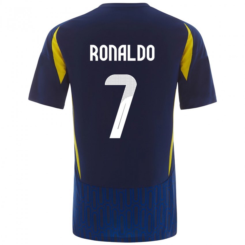 Gyermek Cristiano Ronaldo #7 Kék Sárga Idegenbeli Jersey 2024/25 Mez Póló Ing