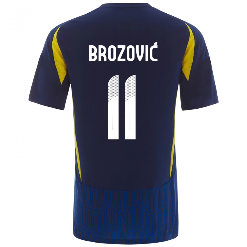 Gyermek Marcelo Brozovic #11 Kék Sárga Idegenbeli Jersey 2024/25 Mez Póló Ing