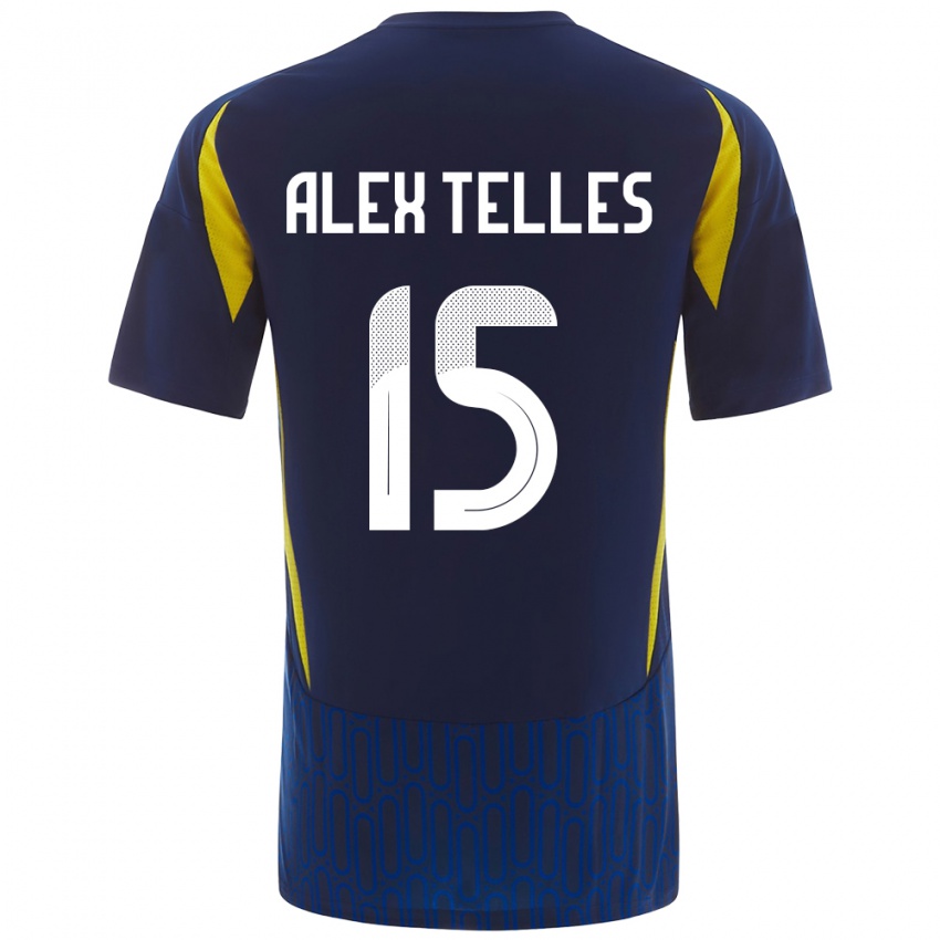 Gyermek Alex Telles #15 Kék Sárga Idegenbeli Jersey 2024/25 Mez Póló Ing