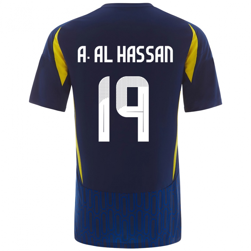 Gyermek Ali Al-Hassan #19 Kék Sárga Idegenbeli Jersey 2024/25 Mez Póló Ing