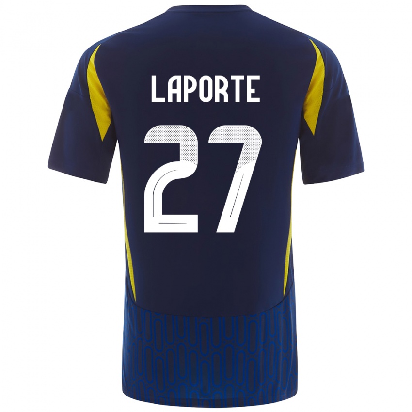 Gyermek Aymeric Laporte #27 Kék Sárga Idegenbeli Jersey 2024/25 Mez Póló Ing