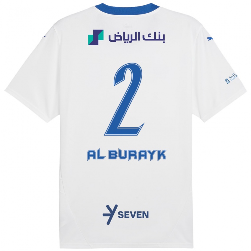 Gyermek Mohammed Al-Burayk #2 Fehér Kék Idegenbeli Jersey 2024/25 Mez Póló Ing