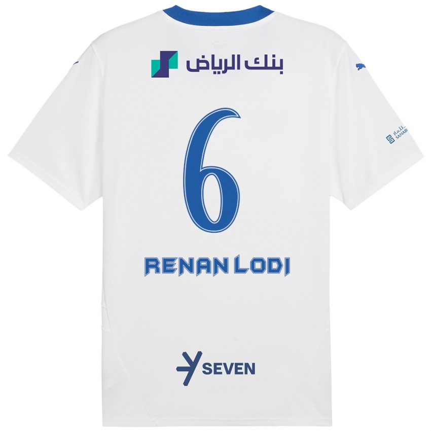 Gyermek Renan Lodi #6 Fehér Kék Idegenbeli Jersey 2024/25 Mez Póló Ing