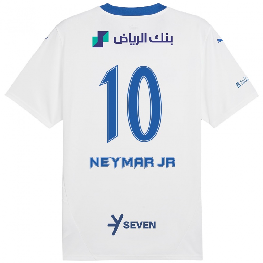 Gyermek Neymar #10 Fehér Kék Idegenbeli Jersey 2024/25 Mez Póló Ing