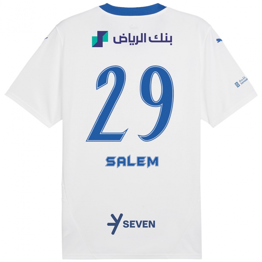 Gyermek Salem Al-Dawsari #29 Fehér Kék Idegenbeli Jersey 2024/25 Mez Póló Ing