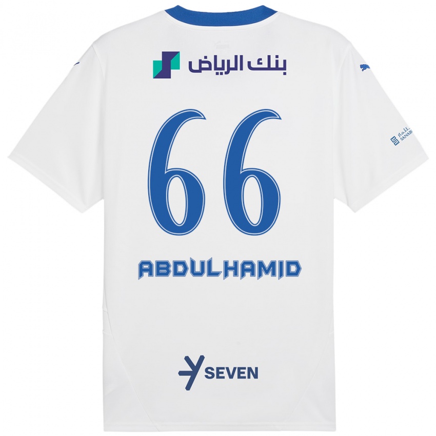 Gyermek Saud Abdulhamid #66 Fehér Kék Idegenbeli Jersey 2024/25 Mez Póló Ing