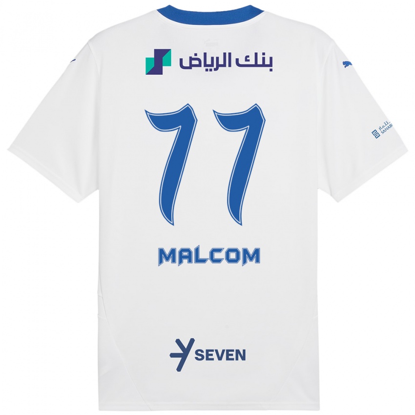 Gyermek Malcom #77 Fehér Kék Idegenbeli Jersey 2024/25 Mez Póló Ing