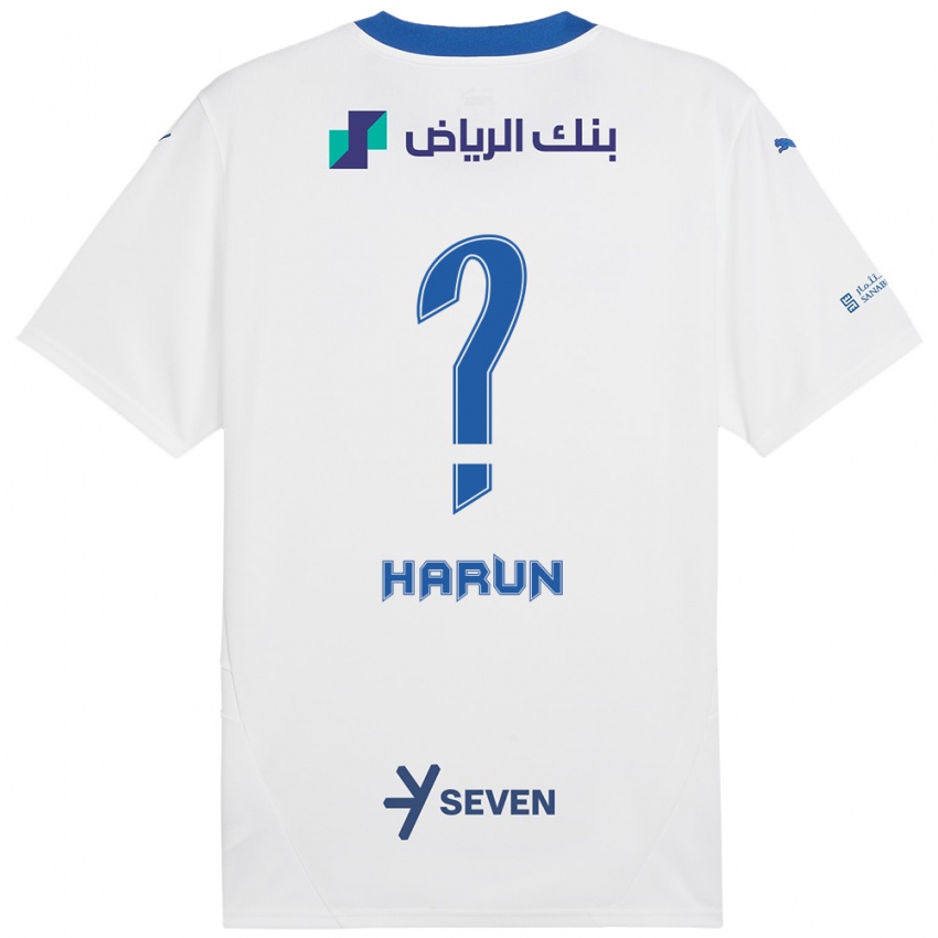 Gyermek Saud Harun #0 Fehér Kék Idegenbeli Jersey 2024/25 Mez Póló Ing