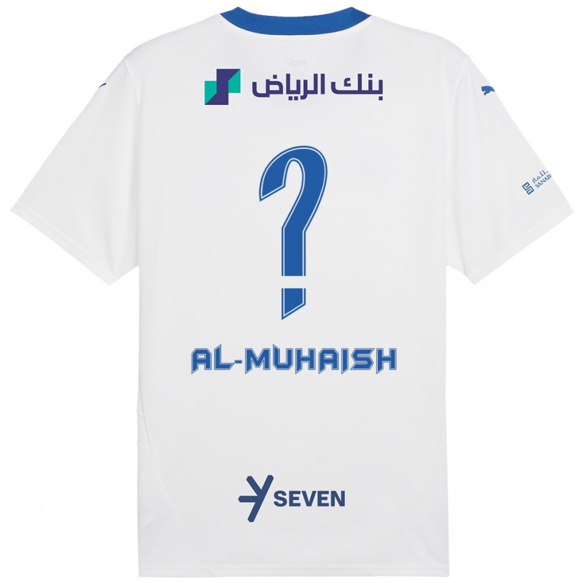 Gyermek Mohammed Al-Muhaish #0 Fehér Kék Idegenbeli Jersey 2024/25 Mez Póló Ing