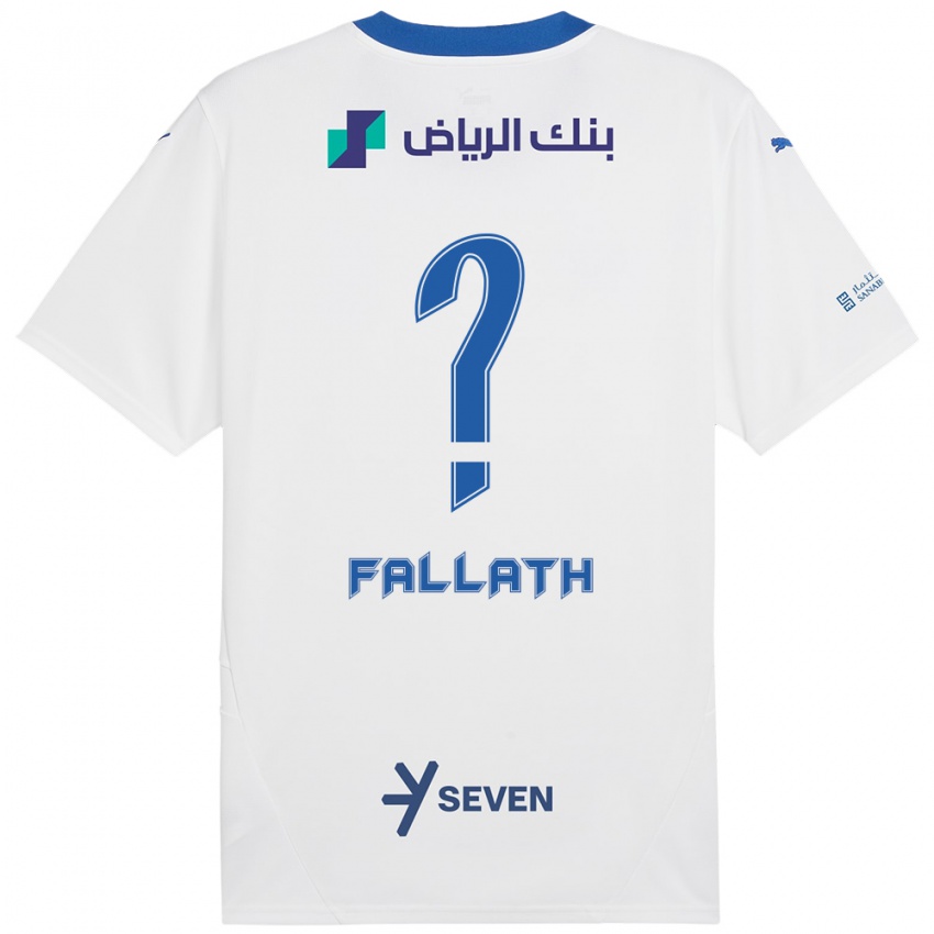 Gyermek Fahad Fallath #0 Fehér Kék Idegenbeli Jersey 2024/25 Mez Póló Ing