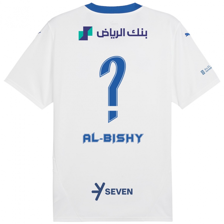 Gyermek Bder Abdulaziz Al-Bishy #0 Fehér Kék Idegenbeli Jersey 2024/25 Mez Póló Ing