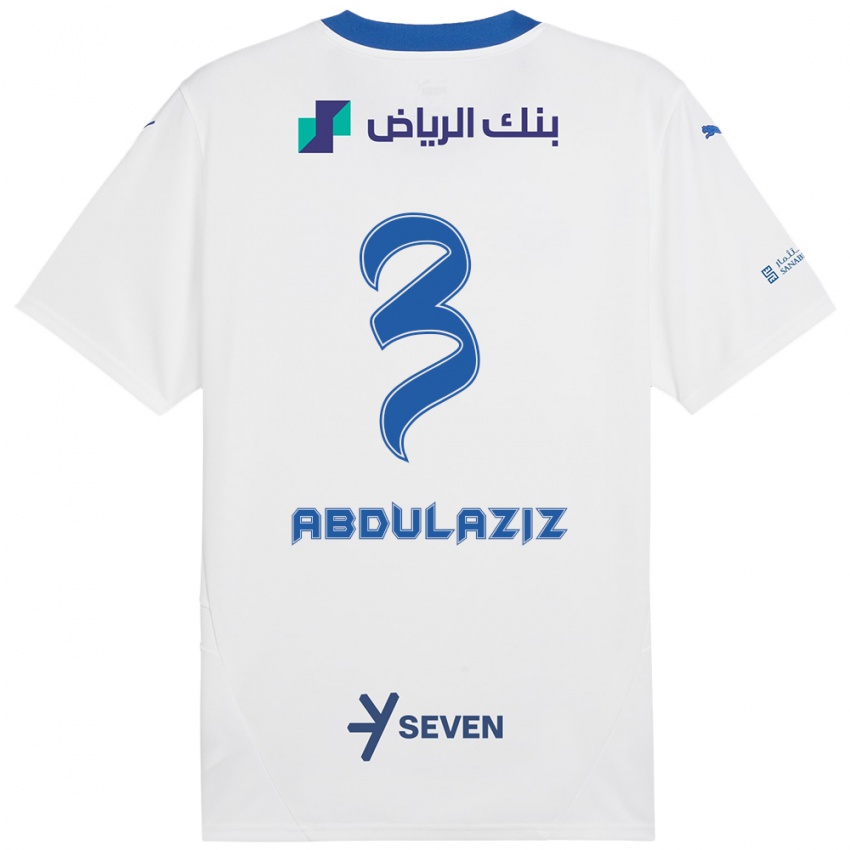 Gyermek Al Jawhara Abdulaziz #3 Fehér Kék Idegenbeli Jersey 2024/25 Mez Póló Ing