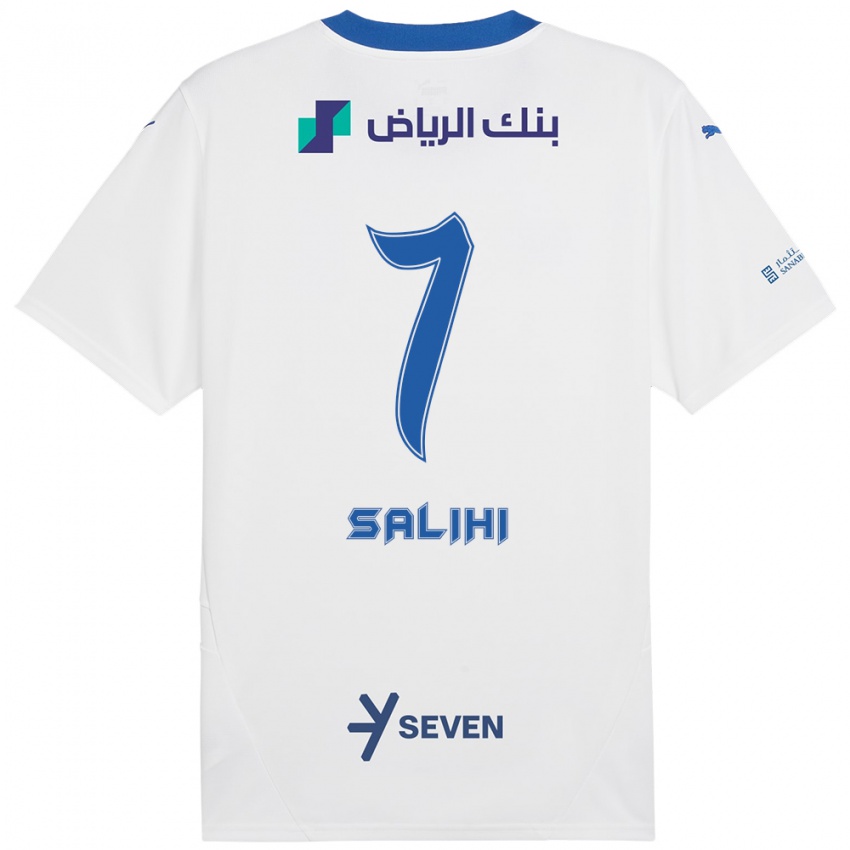 Gyermek Shokhan Salihi #7 Fehér Kék Idegenbeli Jersey 2024/25 Mez Póló Ing