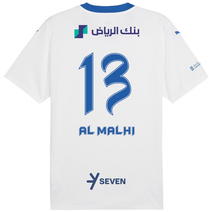 Gyermek Al Muhra Al-Malhi #13 Fehér Kék Idegenbeli Jersey 2024/25 Mez Póló Ing