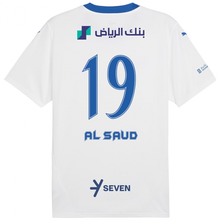 Gyermek Manal Al Saud #19 Fehér Kék Idegenbeli Jersey 2024/25 Mez Póló Ing