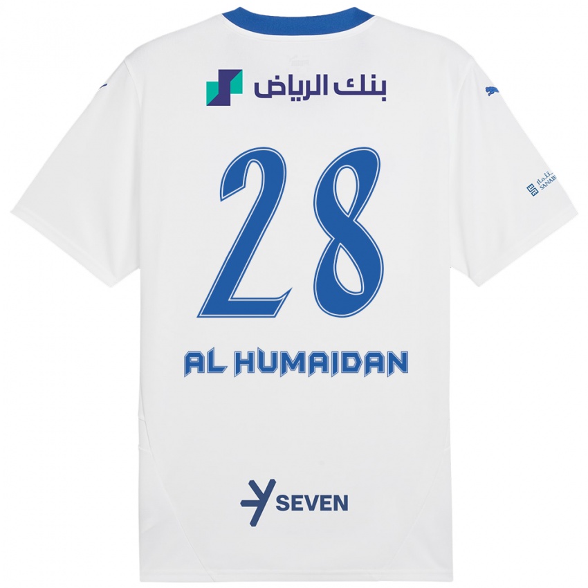 Gyermek Fay Al-Humaidan #28 Fehér Kék Idegenbeli Jersey 2024/25 Mez Póló Ing