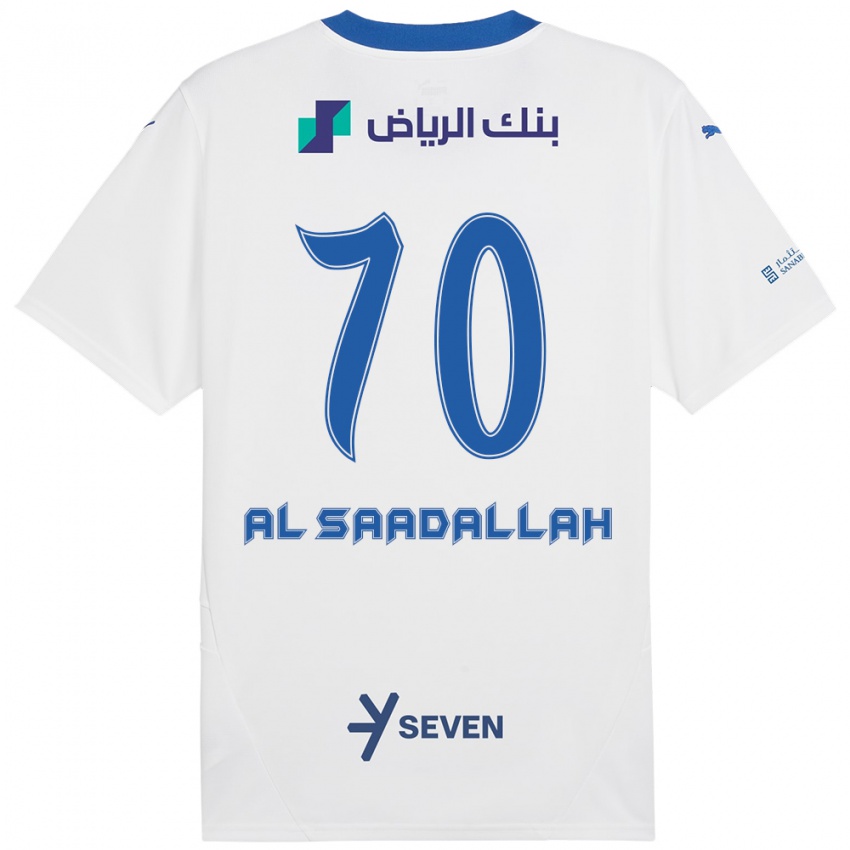 Gyermek Hessa Al-Saadallah #70 Fehér Kék Idegenbeli Jersey 2024/25 Mez Póló Ing