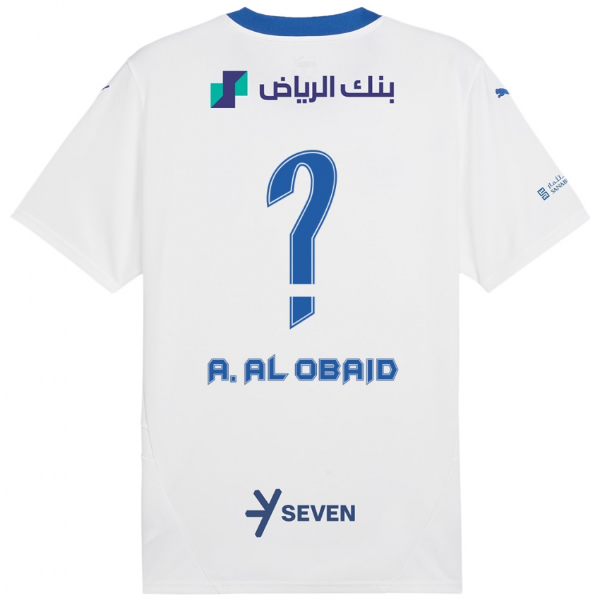 Gyermek Abdulrahman Al-Obaid #0 Fehér Kék Idegenbeli Jersey 2024/25 Mez Póló Ing